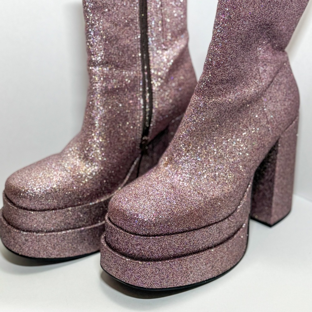 Pink Sparkly Steve Madden Platform Shoes